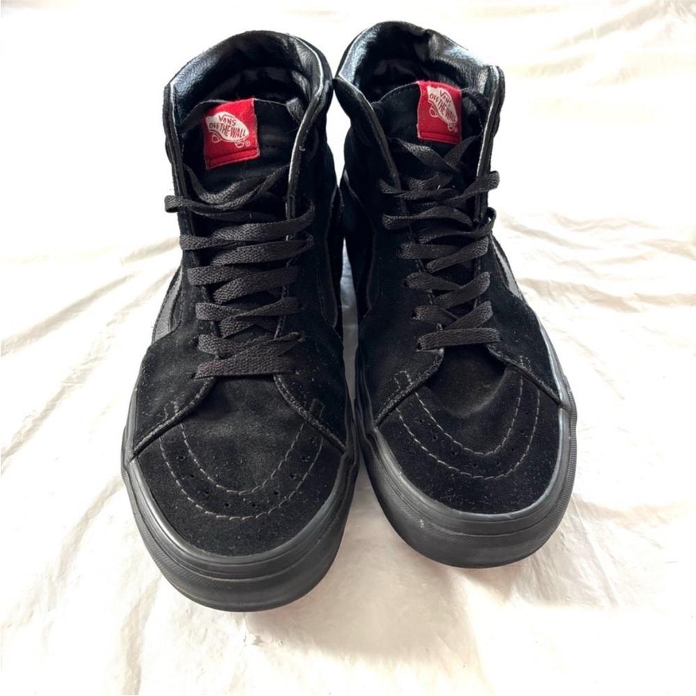 Vans Black Sk8-Hi Suede High-Top Sneakers with Red Tongue Tag - Picture 5 of 12